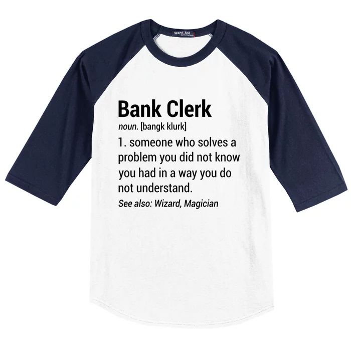 Bank Clerk Noun Definition Finance Banker Cashier Banking Gift Baseball Sleeve Shirt