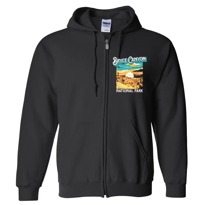 Bryce Canyon National Park Utah Hoodoos Vintage Poster Style Full Zip Hoodie