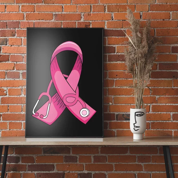 Breast Cancer Nurse Stethoscope Pink Ribbon Poster