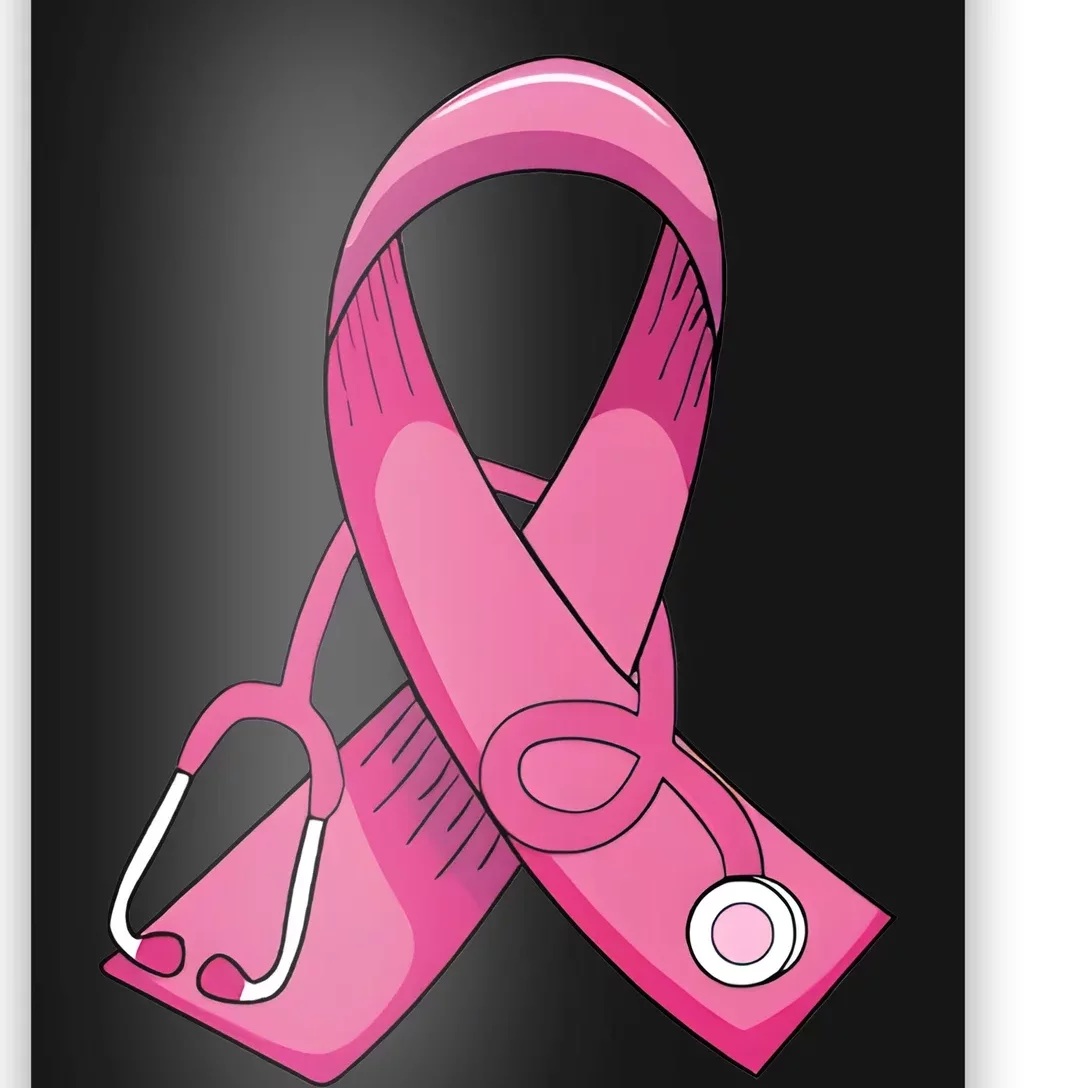 Breast Cancer Nurse Stethoscope Pink Ribbon Poster