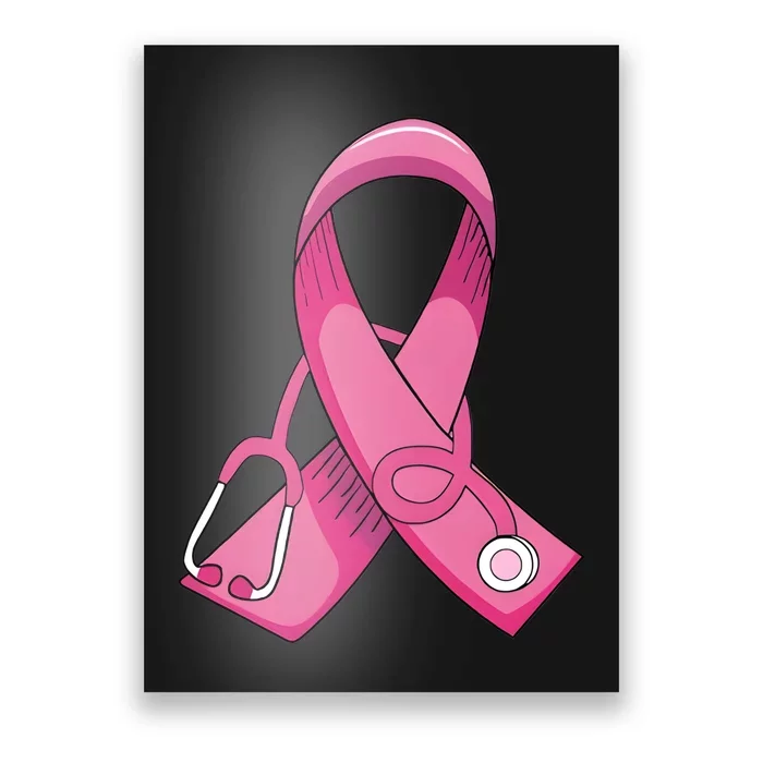 Breast Cancer Nurse Stethoscope Pink Ribbon Poster