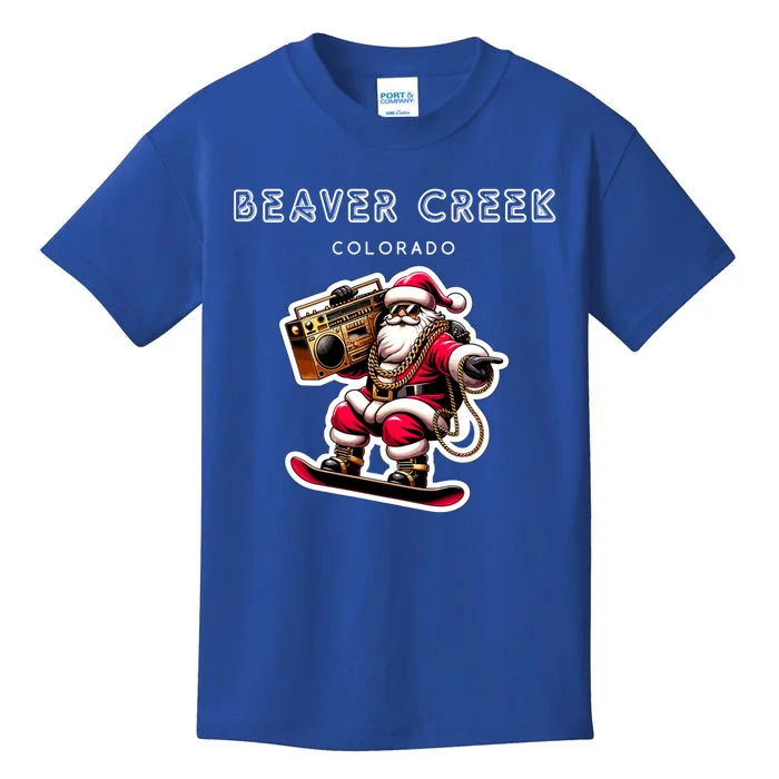 Beaver Creek New Colorado Christmas Snowboard Santa Claus Gift Kids T-Shirt