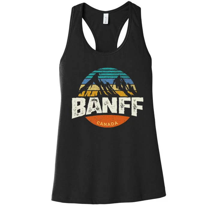 Banff Canada National Park Vintage Mountain Women's Racerback Tank