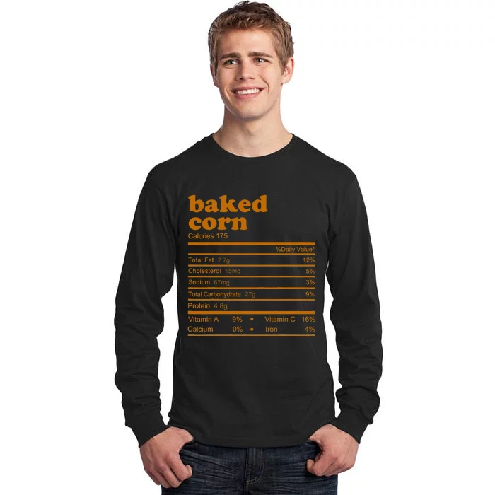 Baked Corn Nutrition Facts Thanksgiving Nutrition Tall Long Sleeve T-Shirt