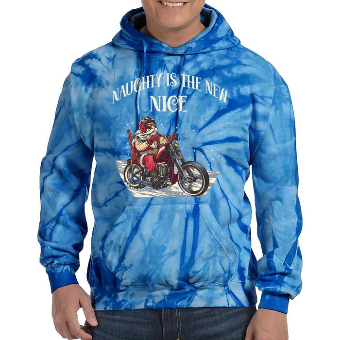 Biker Christmas Naughty Is The New Nice Funny Motorcycle Cute Gift Tie Dye Hoodie