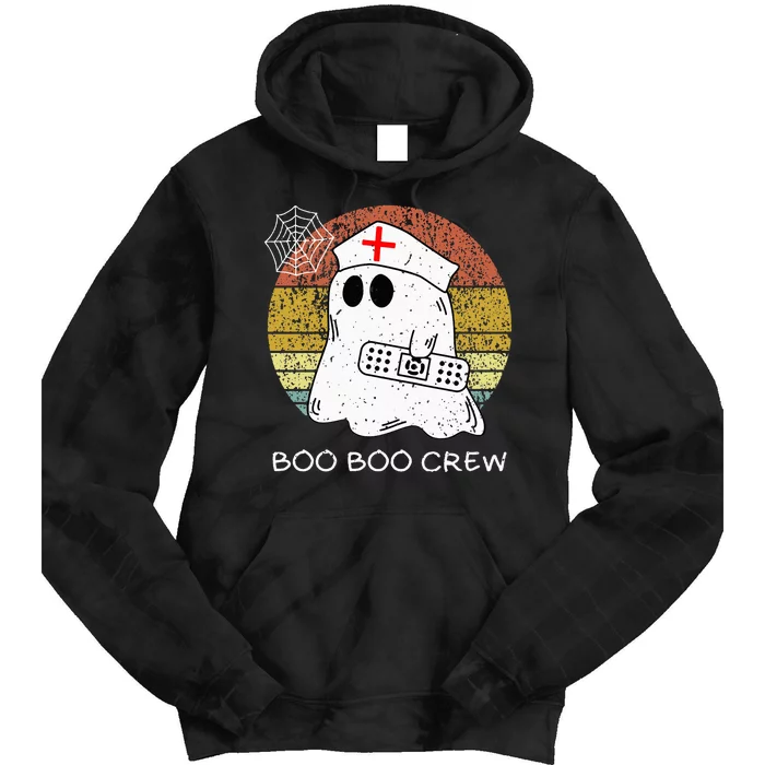 BooBoo Crew Nurse Healthcare Halloween Party Tie Dye Hoodie