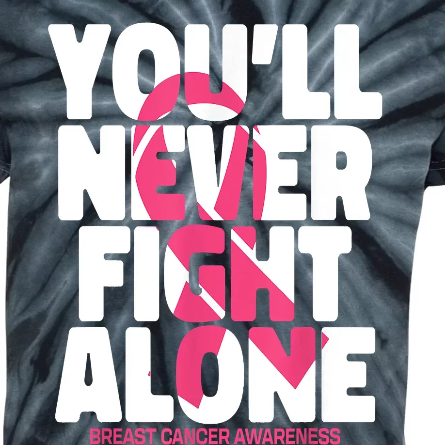 Breast Cancer Nobody Fights Alone Breast Cancer Awareness Kids Tie-Dye T-Shirt