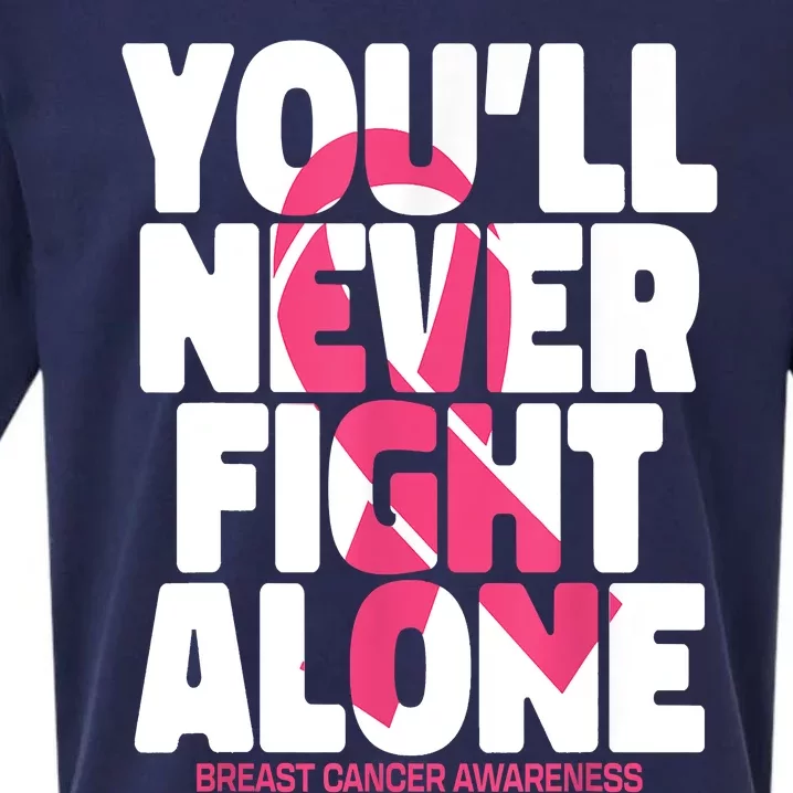 Breast Cancer Nobody Fights Alone Breast Cancer Awareness Sueded Cloud Jersey T-Shirt