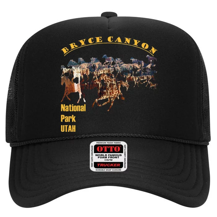 Bryce Canyon National Park Hoodoos With Horse Cutout High Crown Mesh Trucker Hat