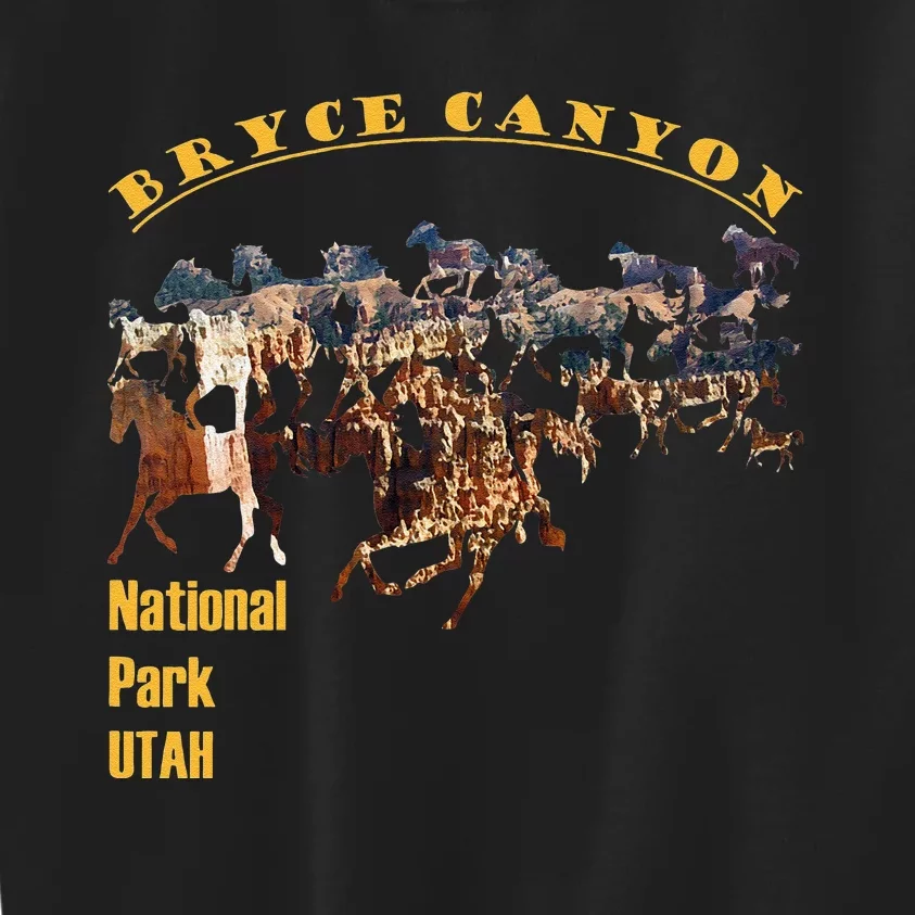 Bryce Canyon National Park Hoodoos With Horse Cutout Kids Sweatshirt