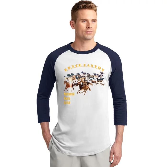 Bryce Canyon National Park Hoodoos With Horse Cutout Baseball Sleeve Shirt