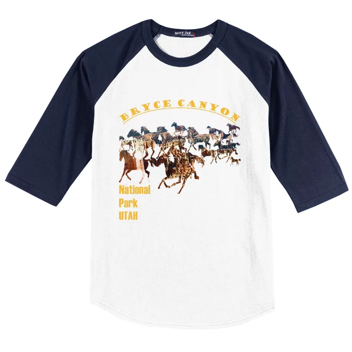 Bryce Canyon National Park Hoodoos With Horse Cutout Baseball Sleeve Shirt