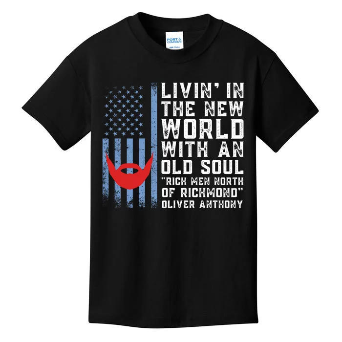 Blue Collar Oliver Anthony Rich Men North Of Richmond Flag Kids T-Shirt