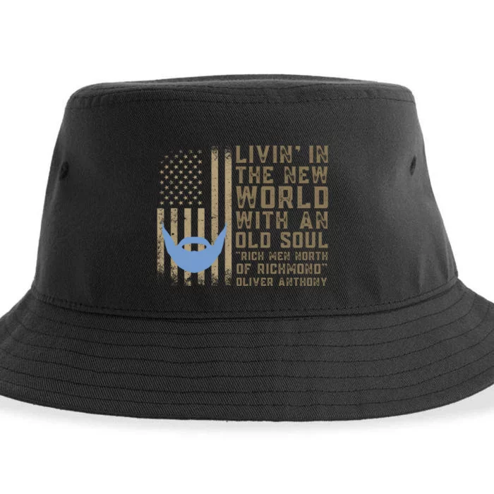 Blue Collar Oliver Anthony Rich Men North Of Richmond Flag Sustainable Bucket Hat