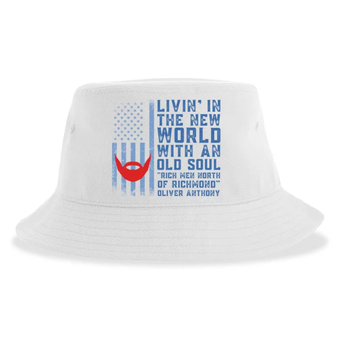 Blue Collar Oliver Anthony Rich Men North Of Richmond Flag Sustainable Bucket Hat