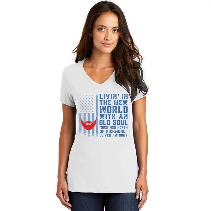 Blue Collar Oliver Anthony Rich Men North Of Richmond Flag Women's V-Neck T-Shirt