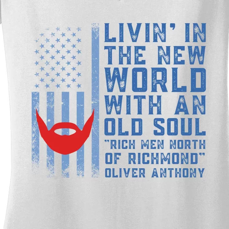 Blue Collar Oliver Anthony Rich Men North Of Richmond Flag Women's V-Neck T-Shirt