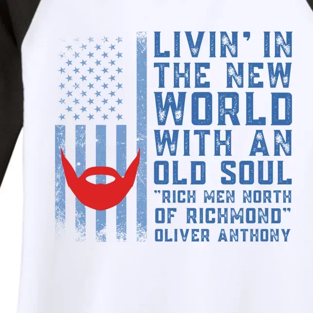 Blue Collar Oliver Anthony Rich Men North Of Richmond Flag Women's Tri-Blend 3/4-Sleeve Raglan Shirt