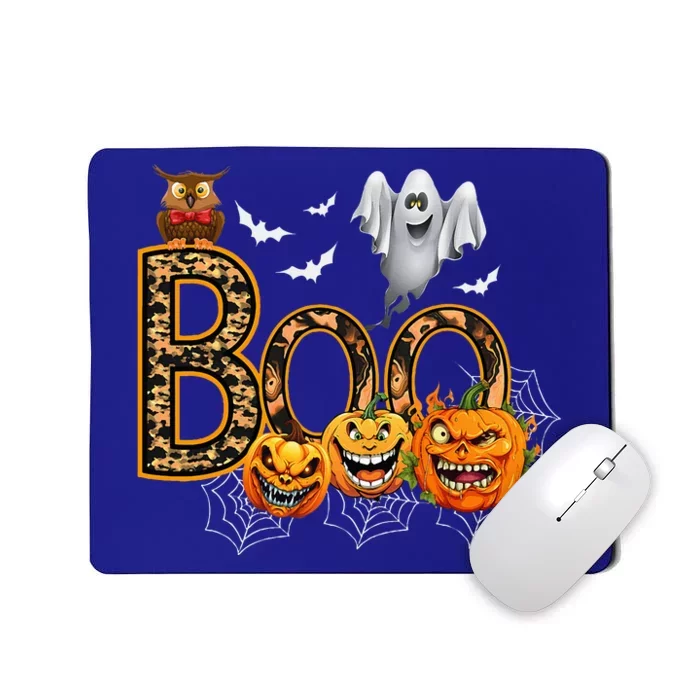 Boo Creepy Owl Pumpkin Ghost Funny Halloween Costume Mousepad