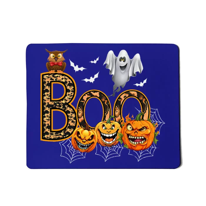 Boo Creepy Owl Pumpkin Ghost Funny Halloween Costume Mousepad