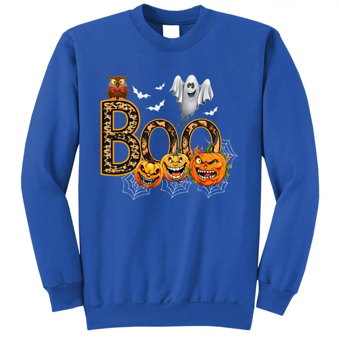 Boo Creepy Owl Pumpkin Ghost Funny Halloween Costume Tall Sweatshirt