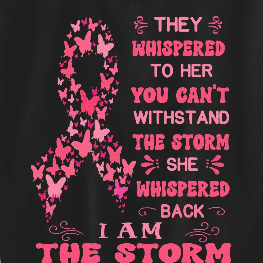 Breast Cancer  October Pink warrior ribbon survivor Kids Sweatshirt