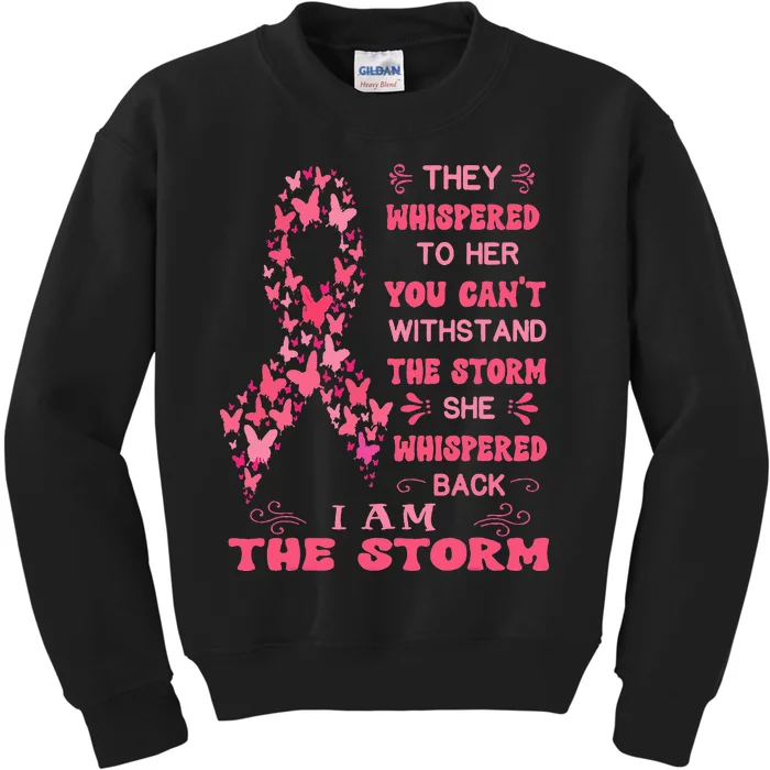 Breast Cancer  October Pink warrior ribbon survivor Kids Sweatshirt