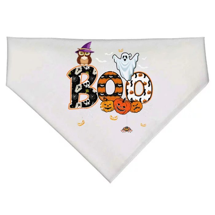 Boo Creepy Owl Pumpkin Ghost Funny Halloween Costume USA-Made Doggie Bandana