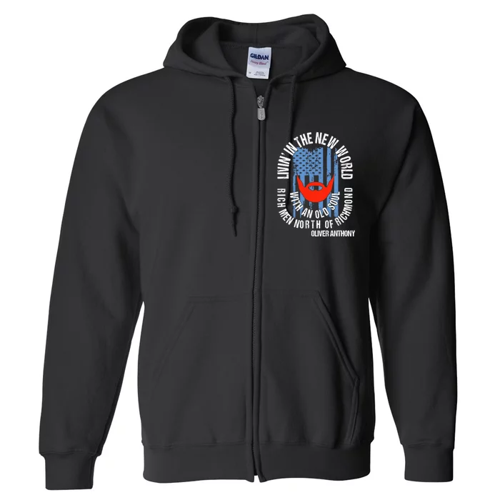 Blue Collar Oliver Anthony Rich Men North Of Richmond Flag Vintage Design Full Zip Hoodie