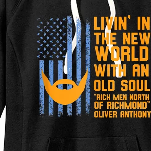 Blue Collar Oliver Anthony Rich Men North Of Richmond Flag Women's Fleece Hoodie