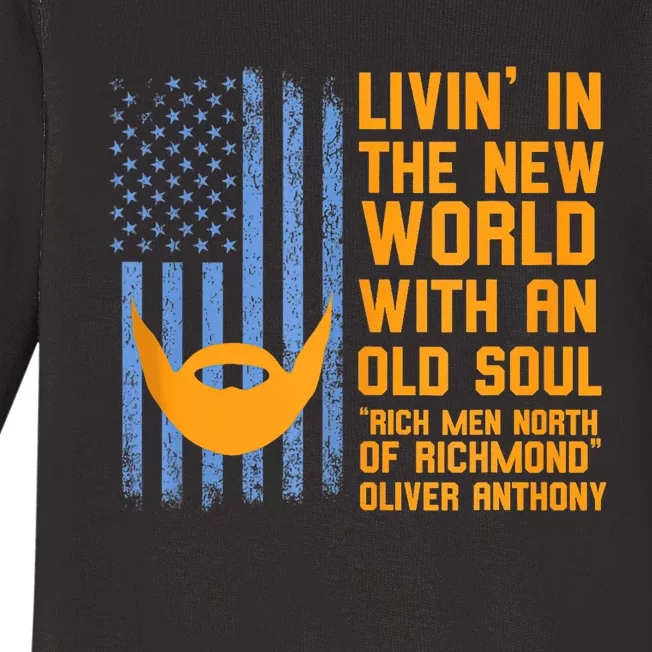 Blue Collar Oliver Anthony Rich Men North Of Richmond Flag Baby Long Sleeve Bodysuit