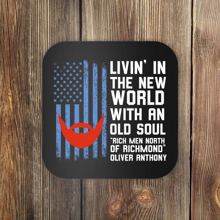 Blue Collar Oliver Anthony Rich Men North Of Richmond Flag Gift Coaster