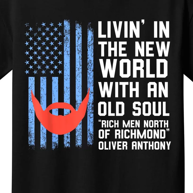 Blue Collar Oliver Anthony Rich Men North Of Richmond Flag Kids T-Shirt