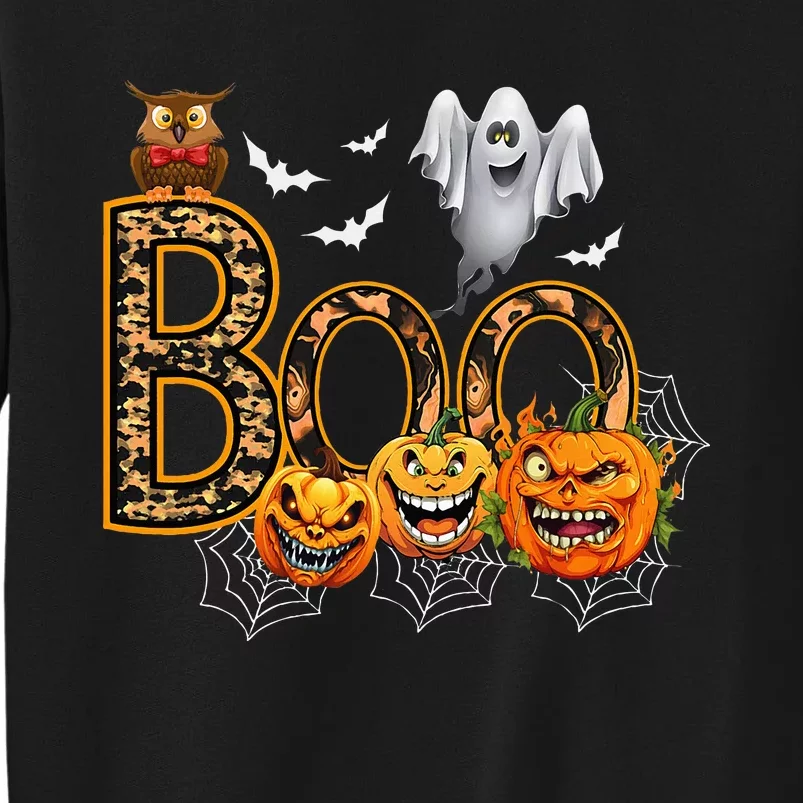 Boo Creepy Owl Pumpkin Ghost Funny Halloween Costume Sweatshirt