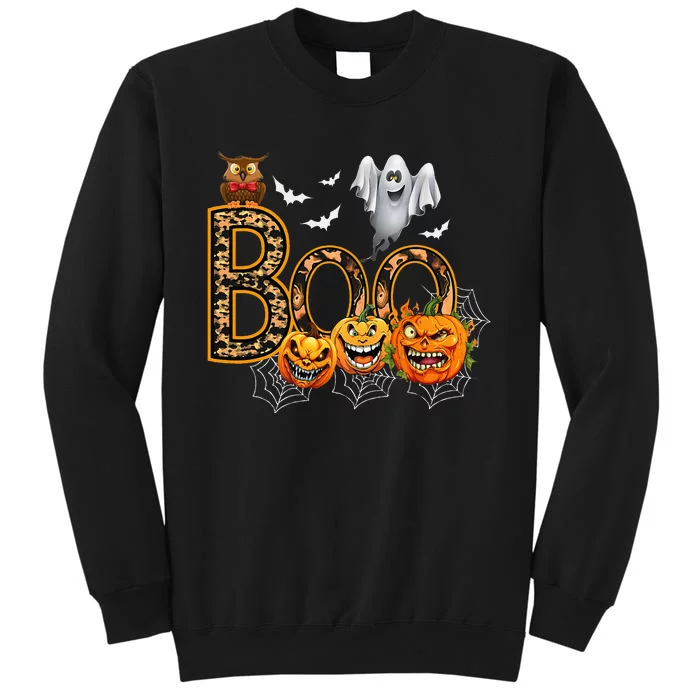 Boo Creepy Owl Pumpkin Ghost Funny Halloween Costume Sweatshirt