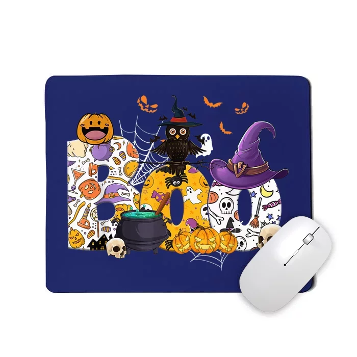 Boo Creepy Owl Pumpkin Ghost Funny Halloween Costume Spooky Mousepad