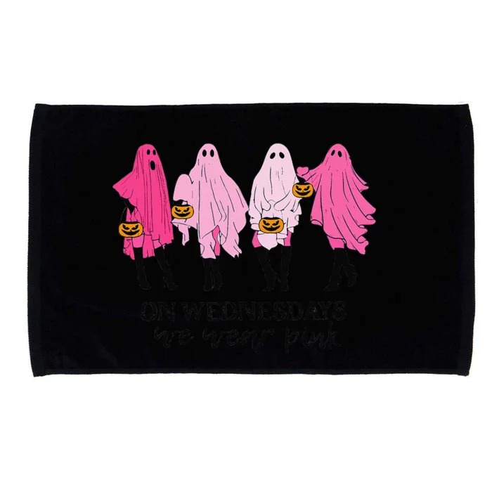 Breast Cancer On Wednesday We Wear Pink Ghost Halloween Microfiber Hand Towel