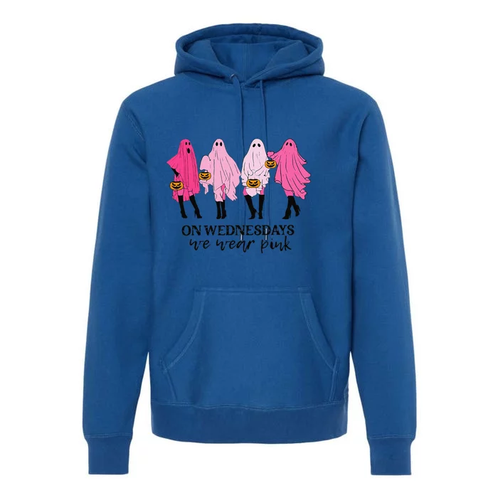 Breast Cancer On Wednesday We Wear Pink Ghost Halloween Premium Hoodie