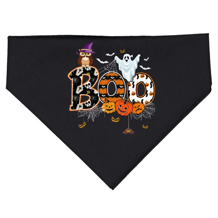 Boo Creepy Owl Pumpkin Ghost Funny Halloween Costume USA-Made Doggie Bandana