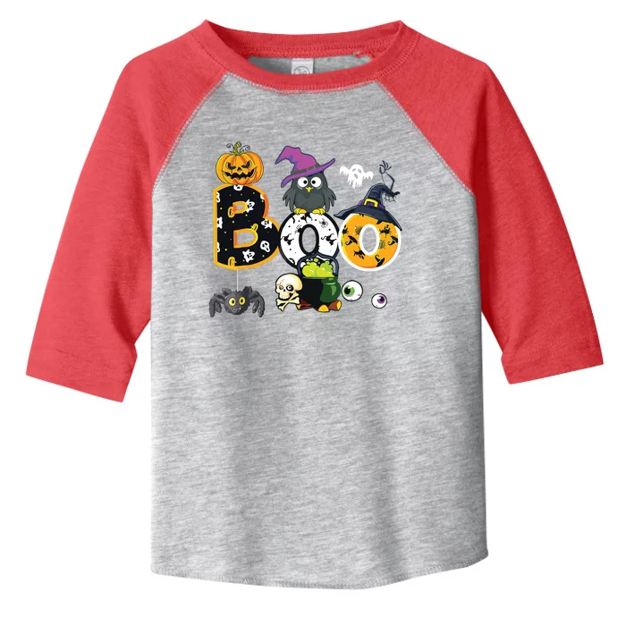 Boo Creepy Owl Pumpkin Ghost Halloween Kids Toddler Fine Jersey T-Shirt