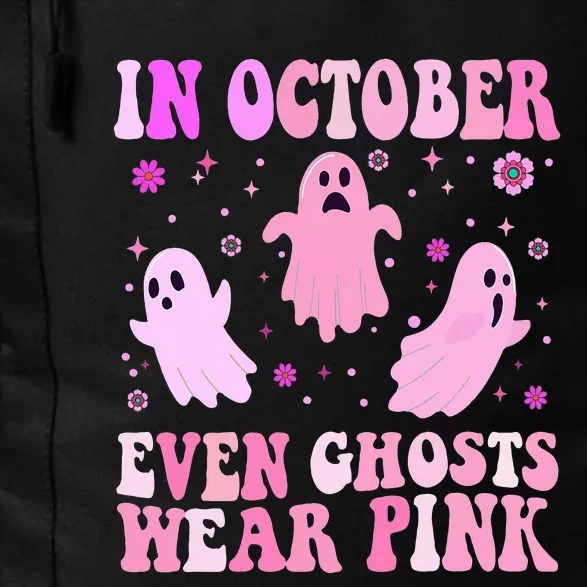 Breast Cancer October Even Ghost Wear Pink Groovy Halloween Daily Commute Backpack