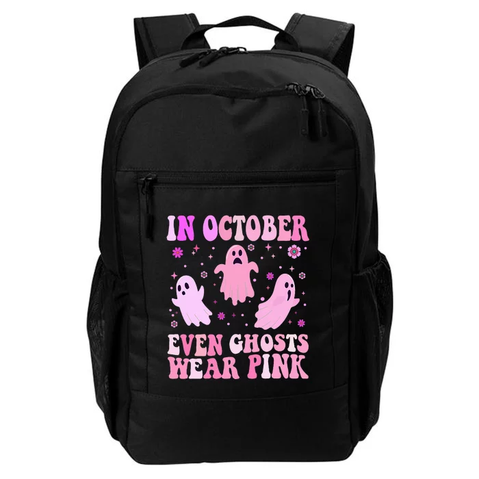 Breast Cancer October Even Ghost Wear Pink Groovy Halloween Daily Commute Backpack