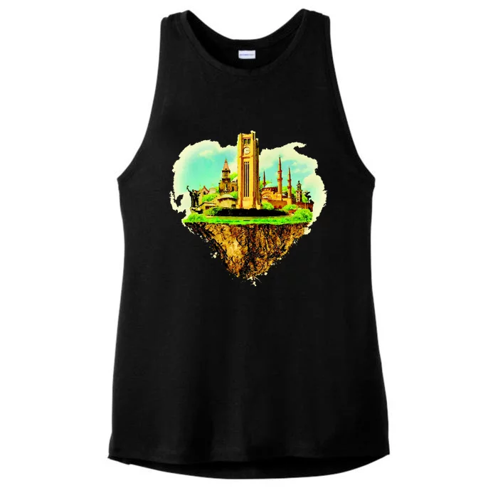 Beirut City On Floating Land Ladies Tri-Blend Wicking Tank