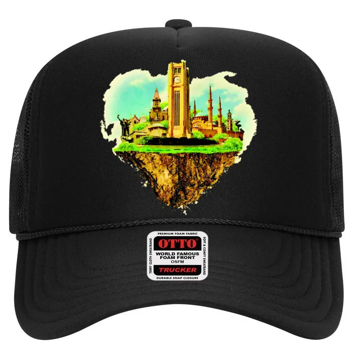 Beirut City On Floating Land High Crown Mesh Trucker Hat