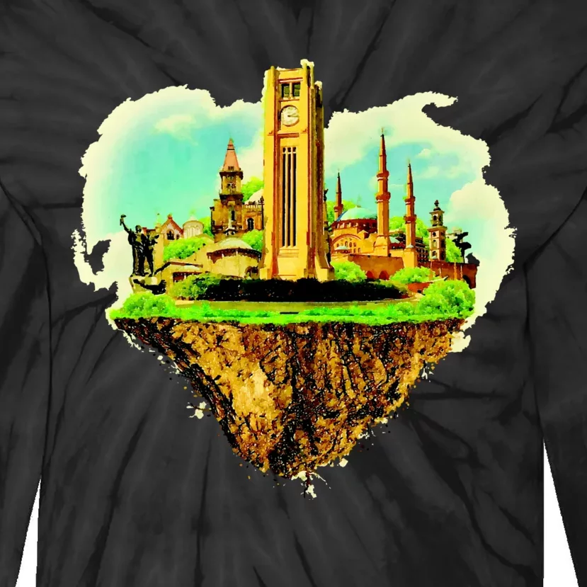 Beirut City On Floating Land Tie-Dye Long Sleeve Shirt