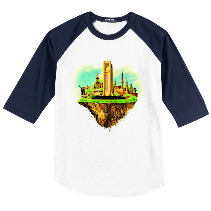 Beirut City On Floating Land Baseball Sleeve Shirt