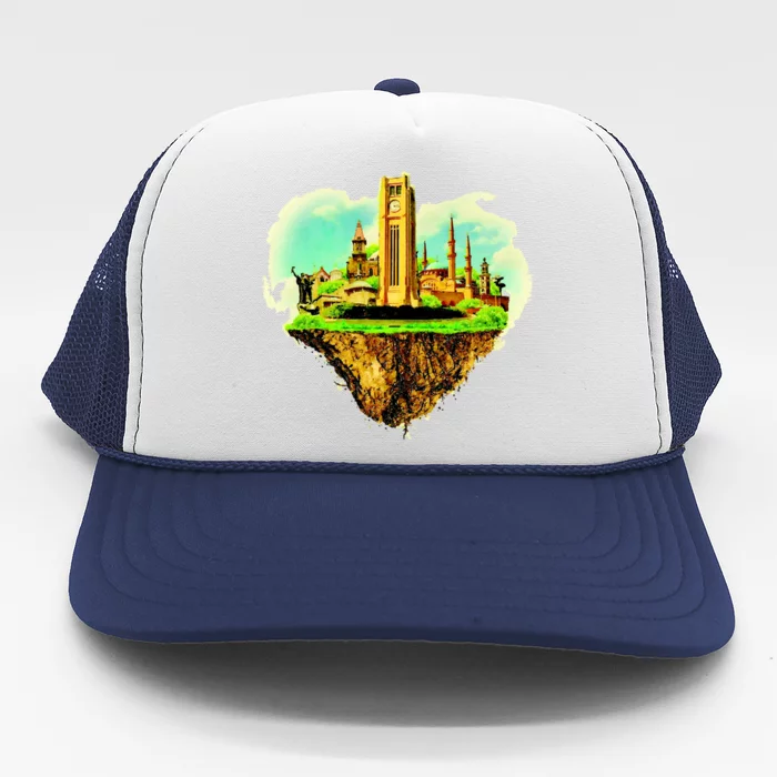 Beirut City On Floating Land Trucker Hat