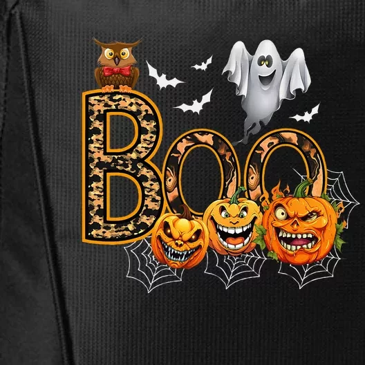 Boo Creepy Owl Pumpkin Ghost Funny Halloween Costume City Backpack