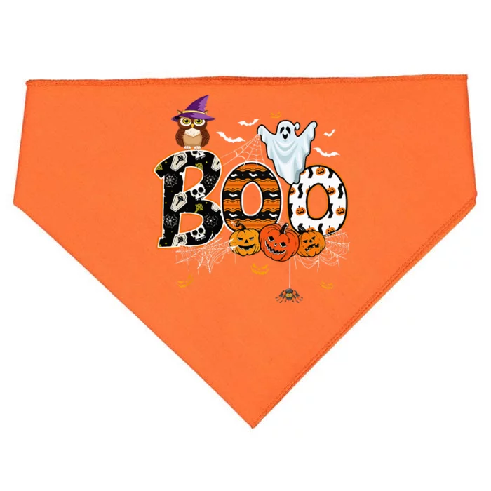 Boo Creepy Owl Pumpkin Ghost Funny Halloween Costume USA-Made Doggie Bandana