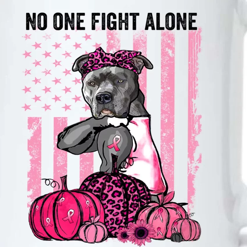 Breast Cancer October Pitbull Dog Pink Pumpkin American Flag Gift Black Color Changing Mug